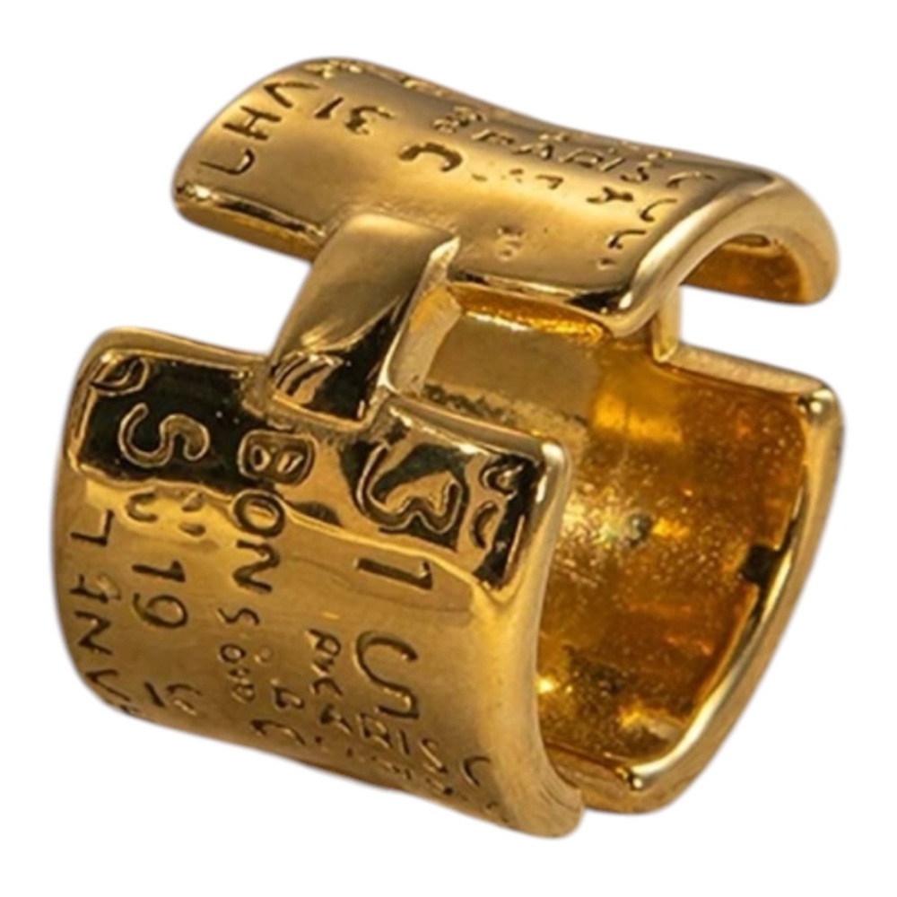 Elegant French Style Engraved Band Ring Gold Plated Stainless Steel Size 6 New